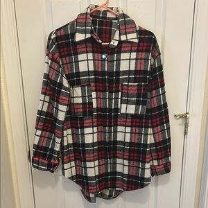 Amazon Women's Plaid Jacket - Red, Black, White